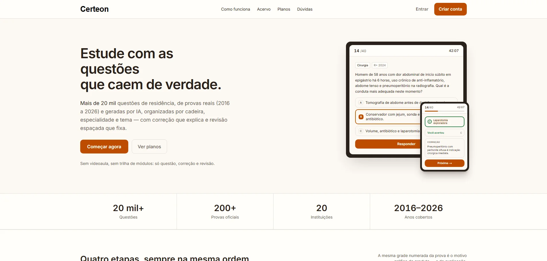 Interface do projeto Certeon